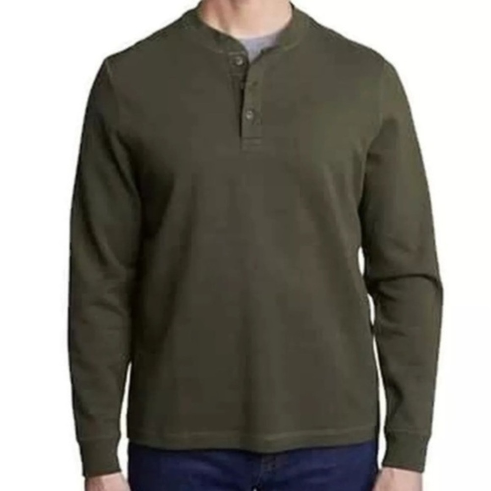 Copper & oak supply Mens Olive Colored Henley Size XXL Heavyweight Material H